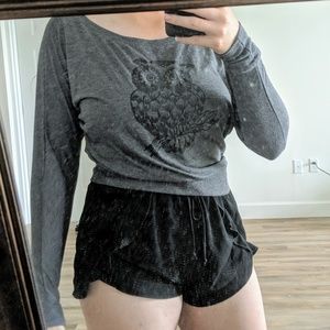 Gray long-sleeve shirt with owl